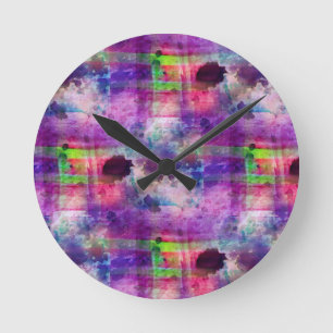 Horloge Ronde Vert de conception, aquarelle pourpre de texture