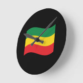 Horloge Ronde Vert, or (jaune) et drapeau de couleurs rouges (Angle)