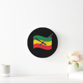 Horloge Ronde Vert, or (jaune) et drapeau de couleurs rouges (Maison)