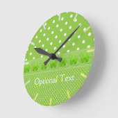 Horloge Ronde Vert, points et Shamrocks (Angle)