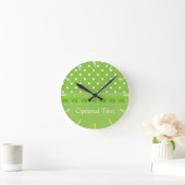 Horloge Ronde Vert, points et Shamrocks (Maison)