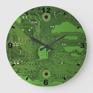 Horloge ronde VERTE de CARTE MÈRE grande