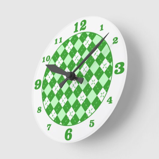 Horloge ronde verte Plaid Jacquard (Angle)