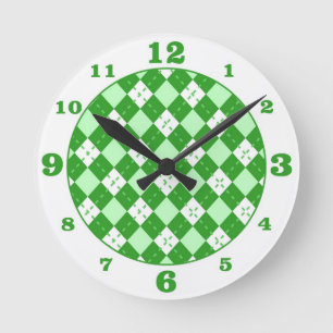 Horloge ronde verte Plaid Jacquard