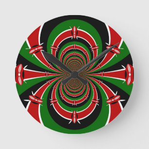 Horloge Ronde Vibrant Kenya Vision : Drapeau kényan en miroir