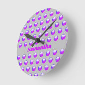 Horloge Ronde Vibrant Purple Polka Dot Pattern Geometric Modern (Angle)