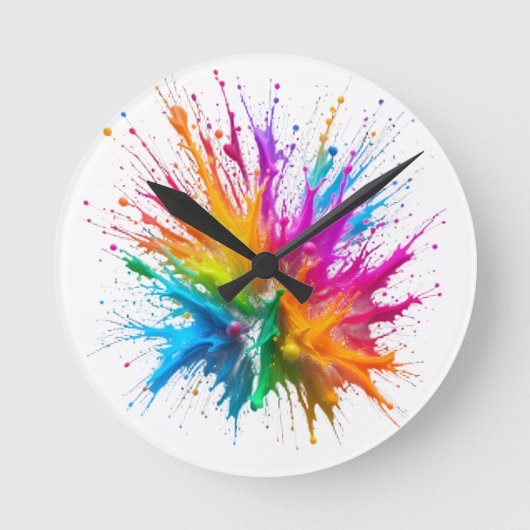Horloge Ronde Vibrant Rainbow Paint Splatter Explosion (Recto)