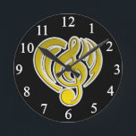 Horloge Ronde Vibrations Amour Musical Cœur Jaune Note De Musiqu<br><div class="desc">Personnalisez avec n'importe quel texte.</div>