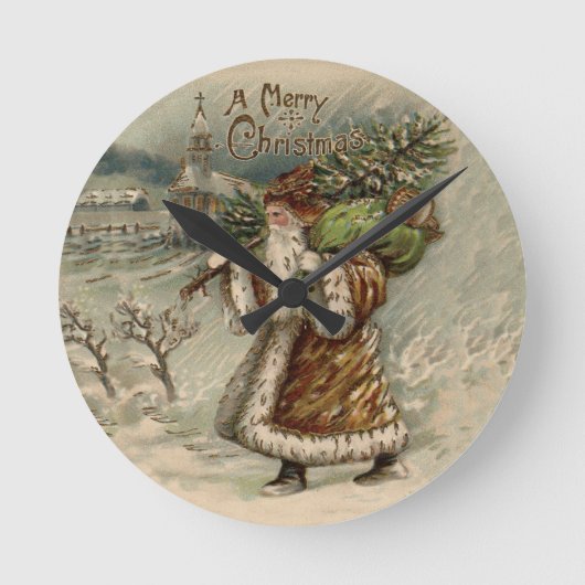 Horloge Ronde Victorian Santa Claus Christmas Tree Artwork (Recto)