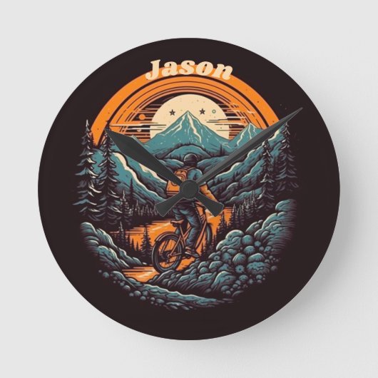 Horloge Ronde Vie cyclable, personnalisable rétro (Recto)
