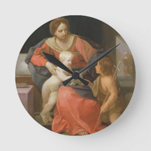 Horloge Ronde Vierge et enfant avec Saint Jean le Baptiste