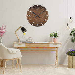 Horloge Ronde Vieux Monde Faux Leather
