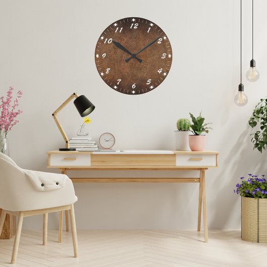 Horloge Ronde Vieux Monde Faux Leather