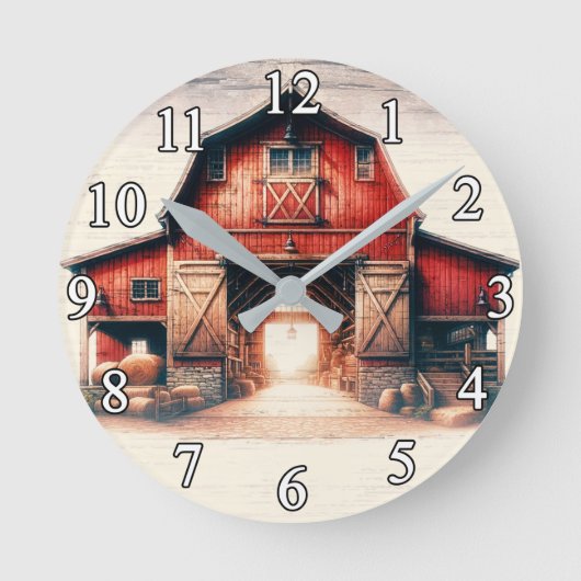 Horloge Ronde Vieux Red Grange rustique Pays (Recto)
