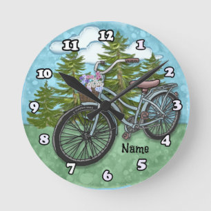 Horloge Ronde Vieux vélo bleu Bicycle