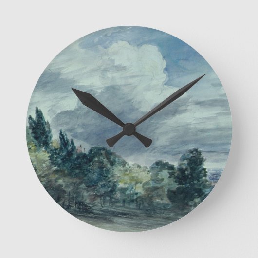 Horloge Ronde view over a wide landscape, with trees in the fore (Recto)