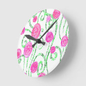 Horloge Ronde Vignes vert et rose (Angle)