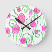 Horloge Ronde Vignes vert et rose (Recto)