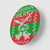 Horloge Ronde Vilain pull motif sonnettes Joyeux fils Xmas (Angle)