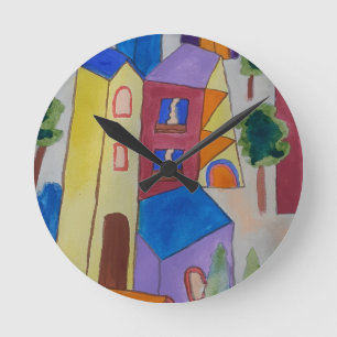 Horloge Ronde Village d'été Abstrait