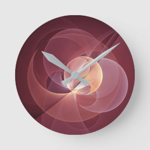 Horloge Ronde Vin moderne élégant Abstrait Art fractal rouge