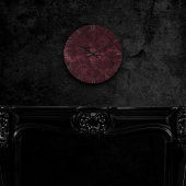 Horloge Ronde Vin Velvety Damask | Glam Grunge de Bordeaux Sangr
