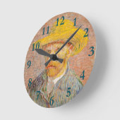 Horloge Ronde Vincent Van Gogh Auto-portrait peinture impression (Angle)