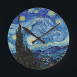 Horloge Ronde Vincent Van Gogh Nuit d'art Vintage<br><div class="desc">Vincent Van Gogh Starry Nuit Vintage de beaux-arts</div>