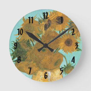 Horloge Ronde Vincent van Gogh - Vase avec douze tournesols