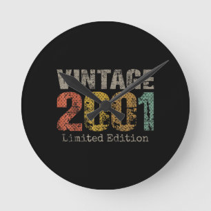 Horloge Ronde Vintage 2001 Texte Cadeau 25e Anniversaire Hommes