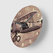 Horloge Ronde Vintage Aircraft (Angle)