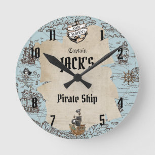 Horloge Ronde Vintage Ancre pirate Nautique Boy Chiffre de chamb
