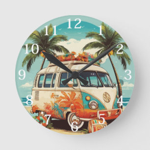 Horloge Ronde Vintage Beach Van