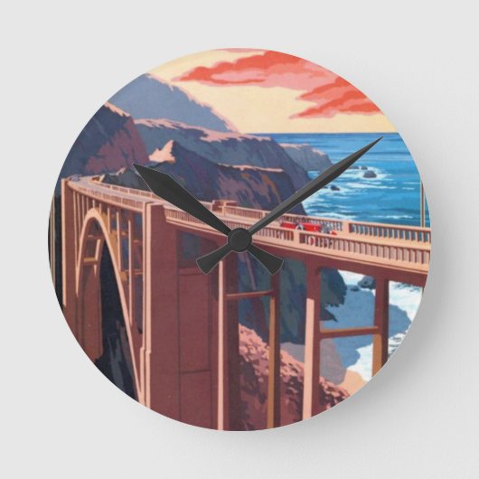 Horloge Ronde Vintage Big Sur Bixby Bridge USA Tourisme (Recto)
