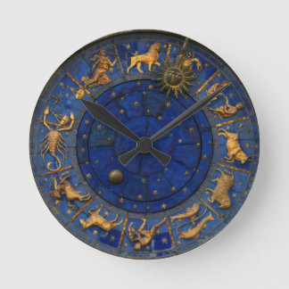 Horloge Ronde Vintage bleu et or zodiac astrologie céleste p