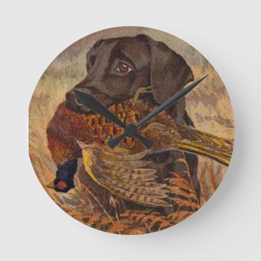 Horloge Ronde Vintage Chocolate Lab Hunting (Recto)