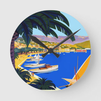 Horloge Ronde Vintage Côte d'Azur