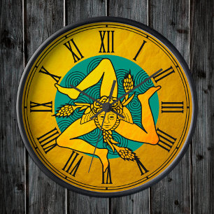 Horloge Ronde Vintage Golden Triskelion & triple spirale