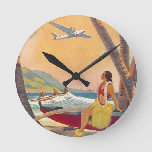 Horloge Ronde Vintage Hawaii Travel (Recto)