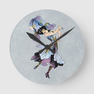 Horloge Ronde vintage iris flower fairy