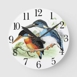 Horloge Ronde Vintage Kingfisher Bird Wildlife Animal Wall Clock