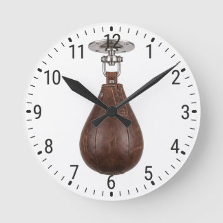 Horloge Ronde Vintage Leather Speed Bag Boxing Gym Decor