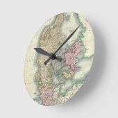 Horloge Ronde Vintage Map of Denmark (Angle)