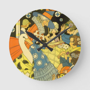 Horloge Ronde Vintage Mère Oie Lecture Livres aux enfants