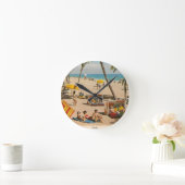 Horloge Ronde Vintage Retro Florida Beach Travel (Maison)