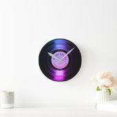 Horloge Ronde vinyl record, a purple round clock (Maison)
