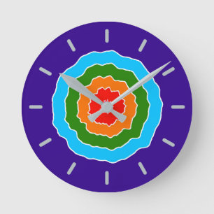 Horloge Ronde Violet Bleu Vert Orange Rouge