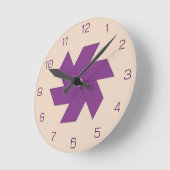 Horloge Ronde Violet Trapezoïde Carreaux Blossom (Angle)