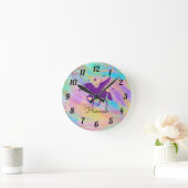 Horloge ronde violette Unicorne dorée (Maison)