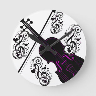 Horloge Ronde Violon,Amour qui balance_